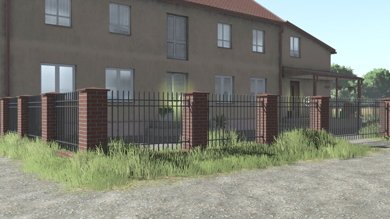 Red Brick And Metal Fence