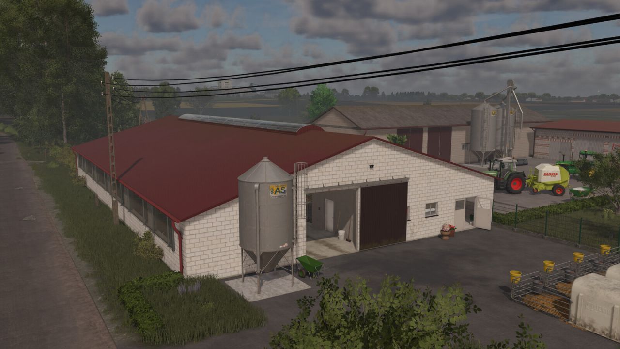 Koeienstal met rood dak