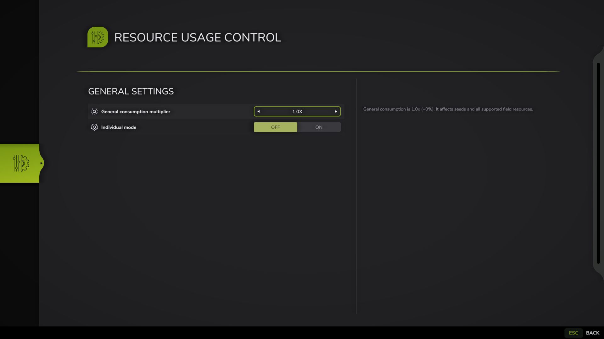 Resource Usage Control FS25