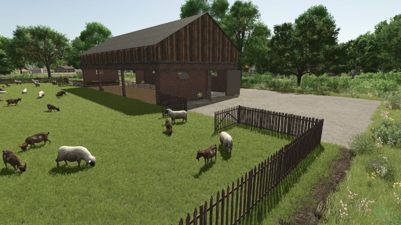 Schapen- en geitenstal met balenopslag