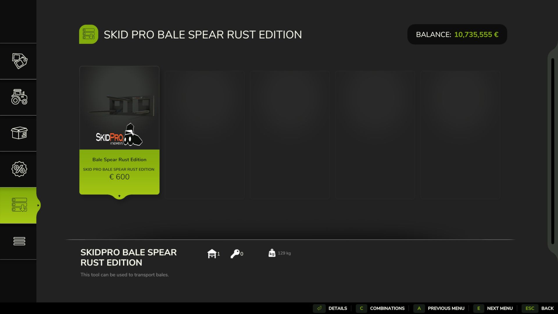Skid Pro Bale Spear Rust Edition