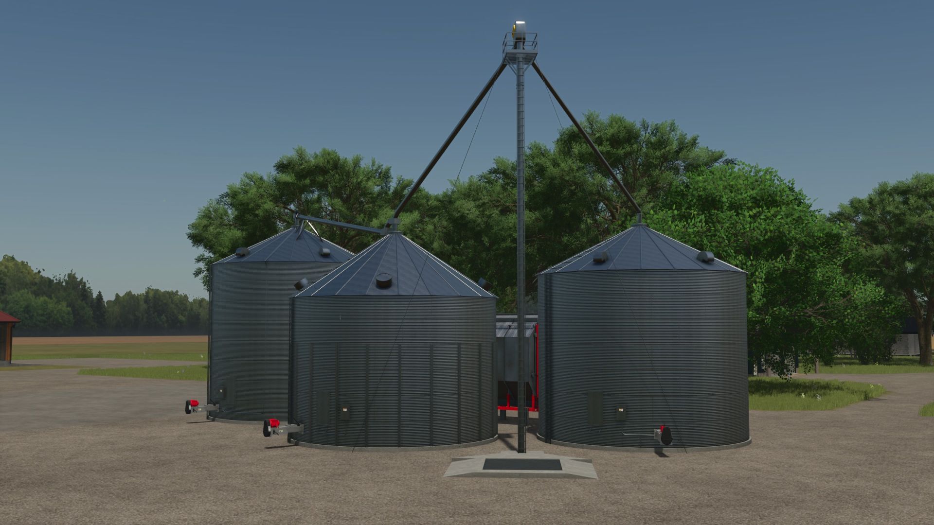 Depósito de lixo pequeno com 3 lixeiras e secadora