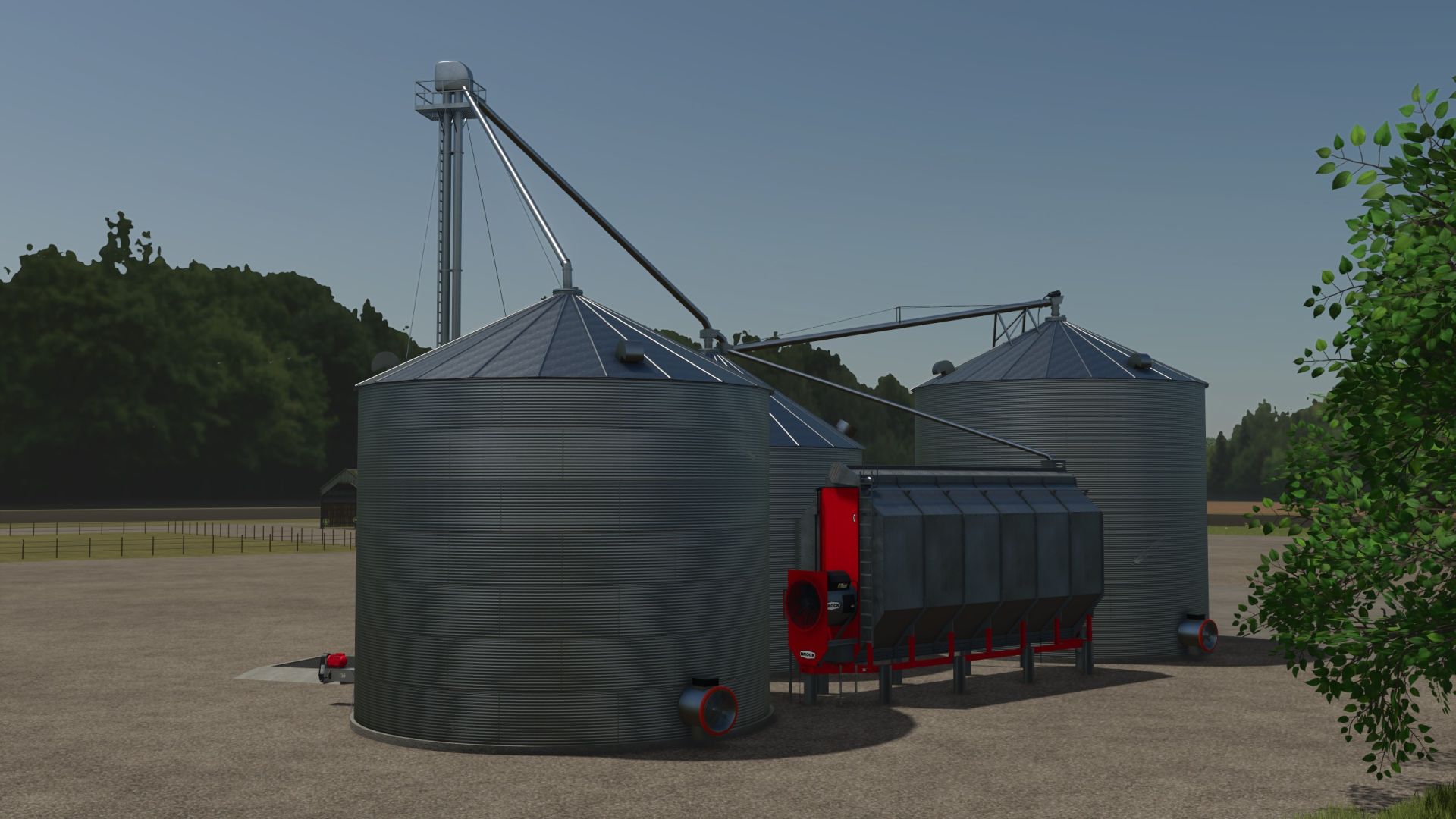 Depósito de lixo pequeno com 3 lixeiras e secadora