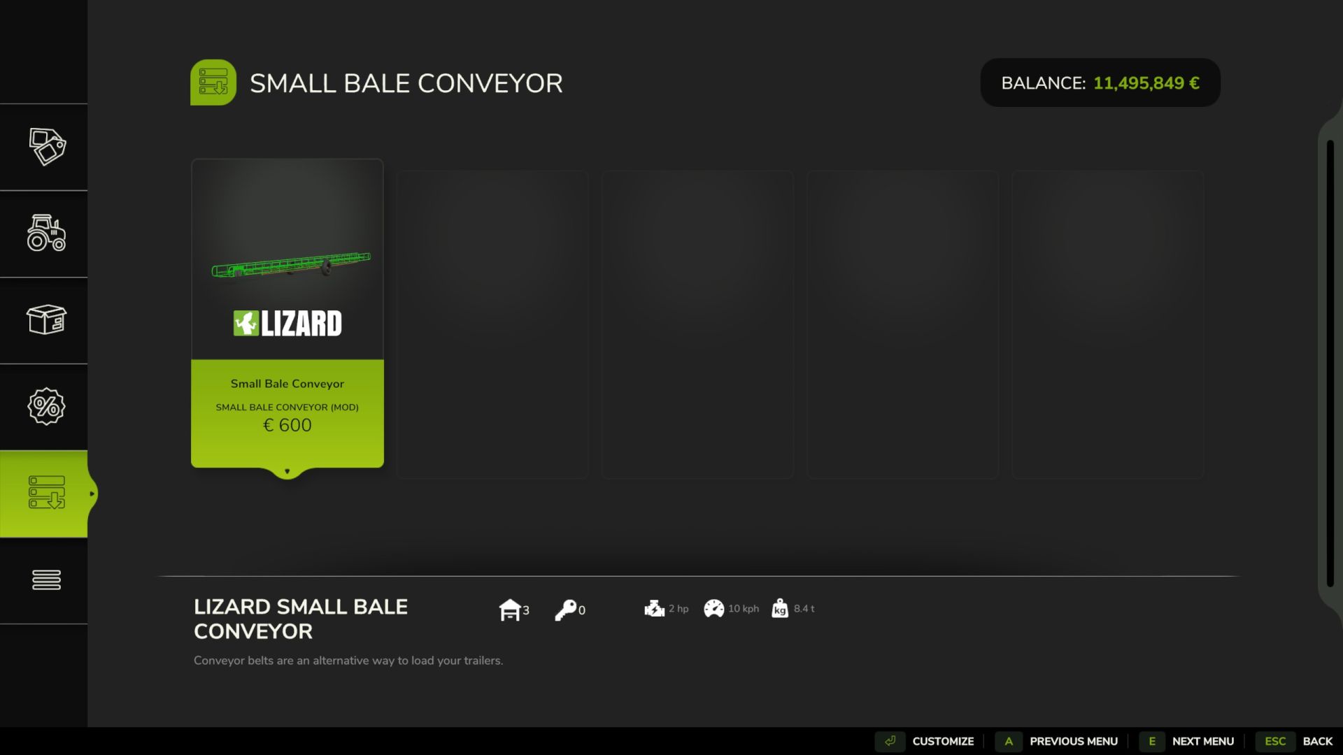 Small bales conveyor
