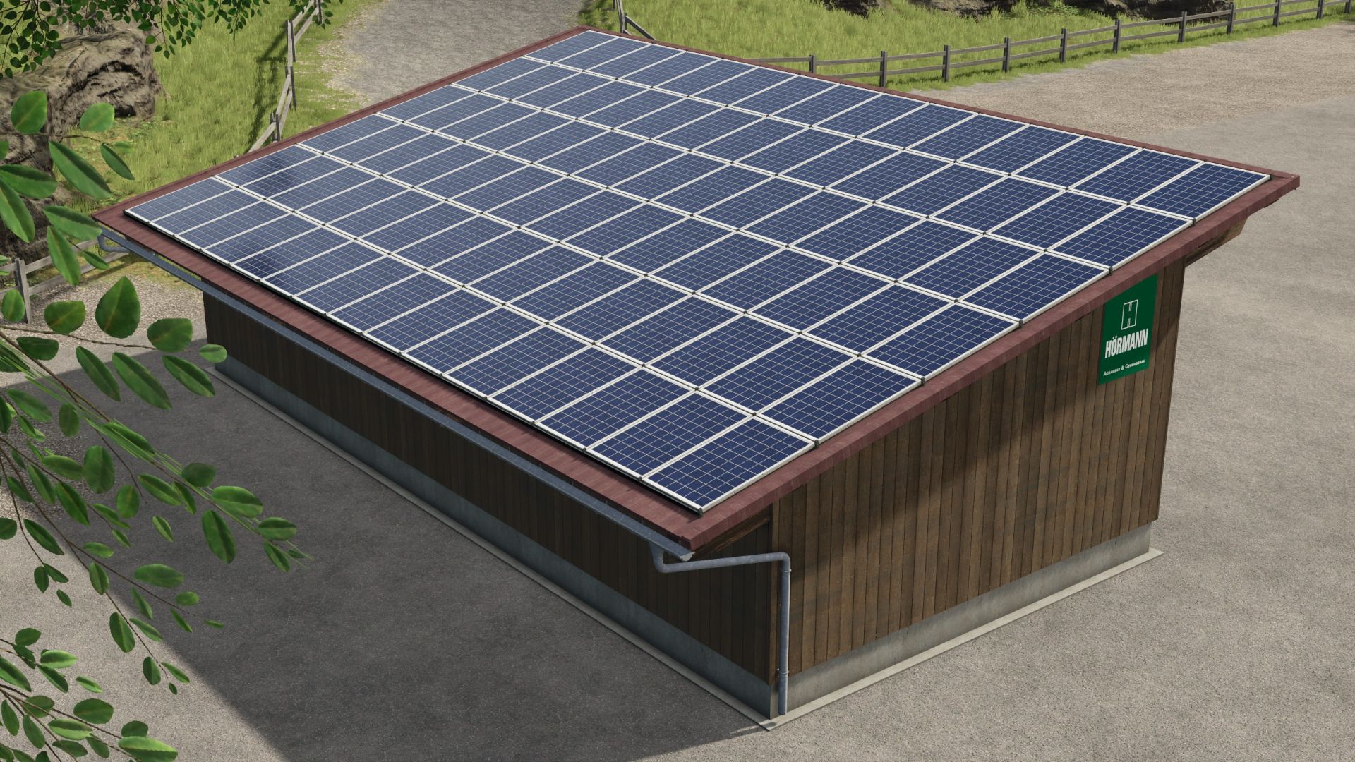 Kleine offene Garage in dunkler Holzoptik