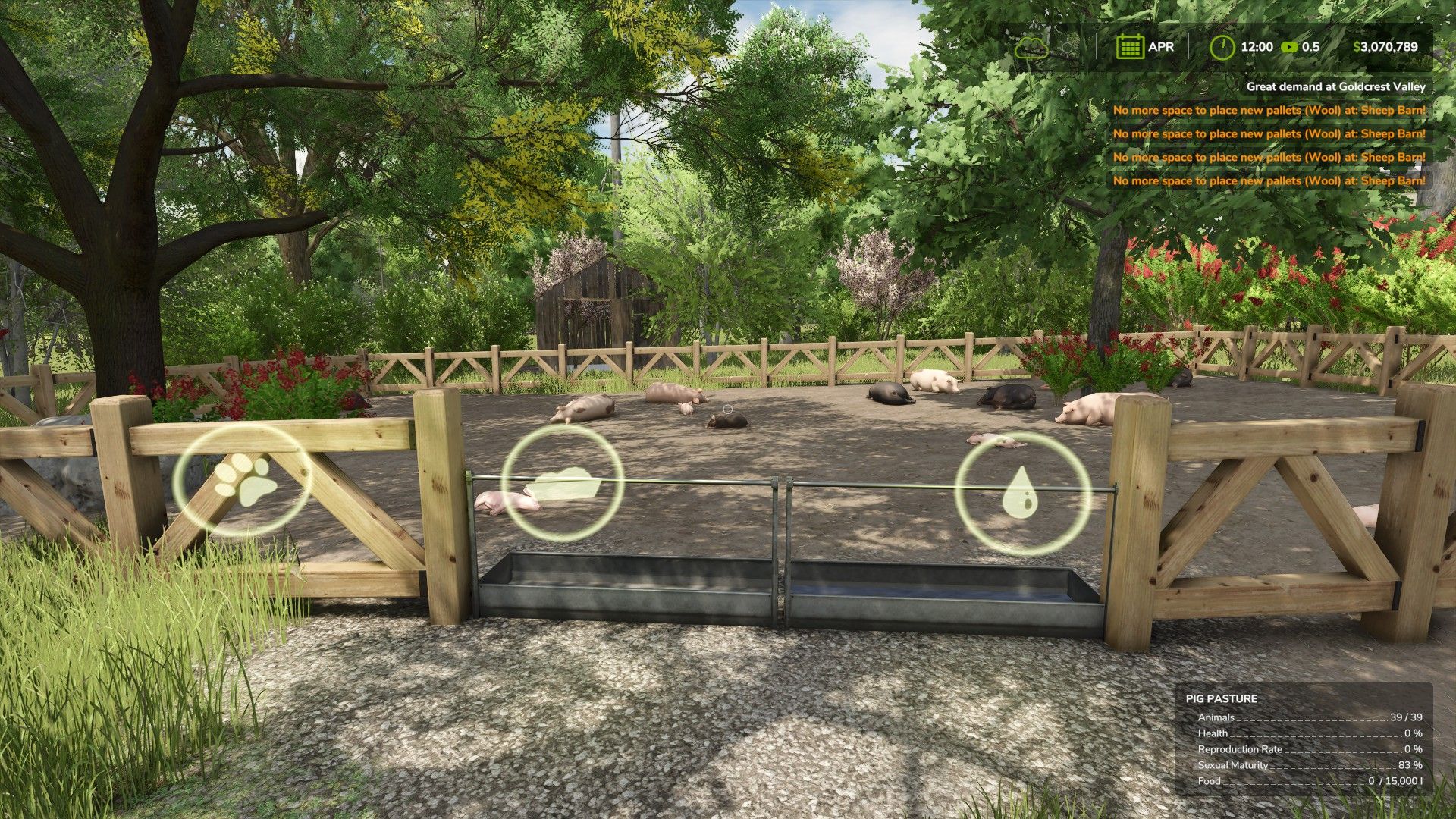 Small Pig Pasture with Wooden Fence AUTOWATER