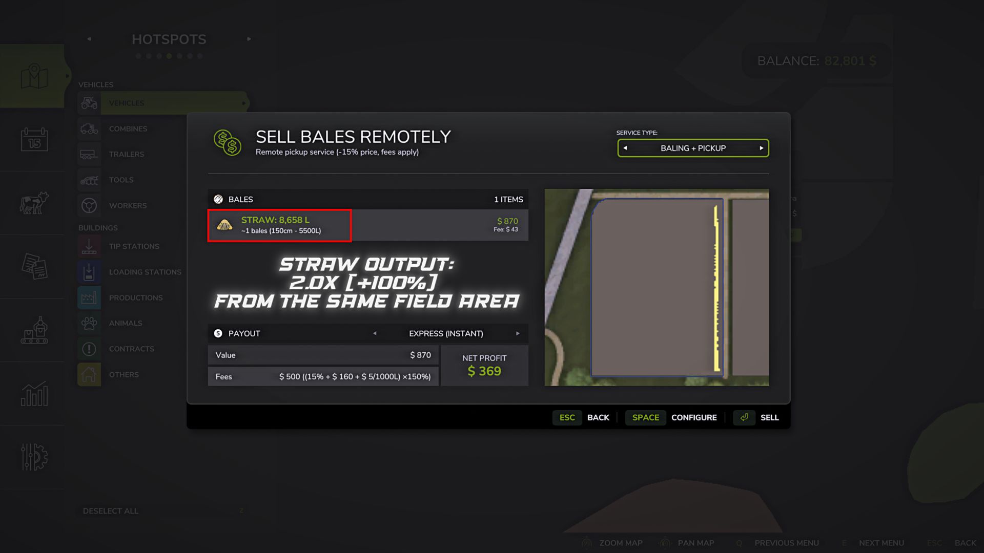 Straw output control