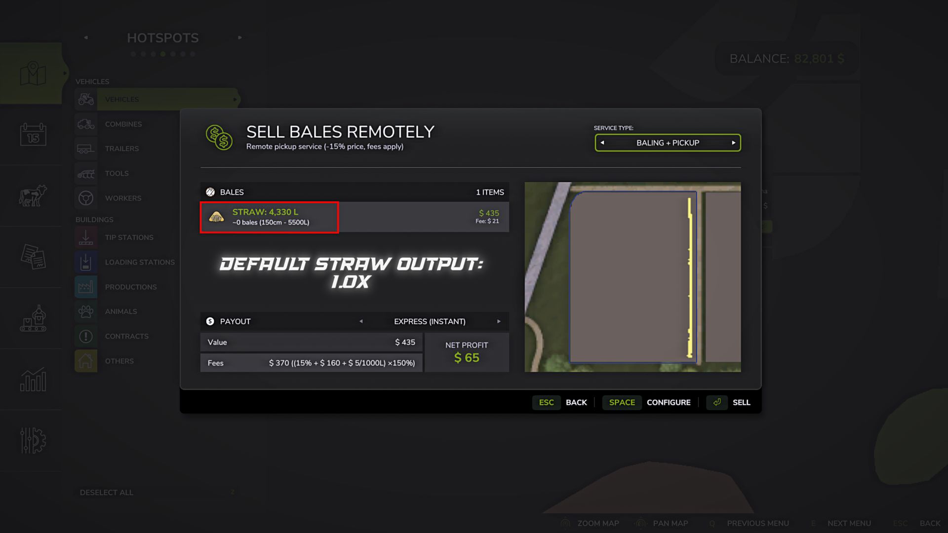 Straw output control
