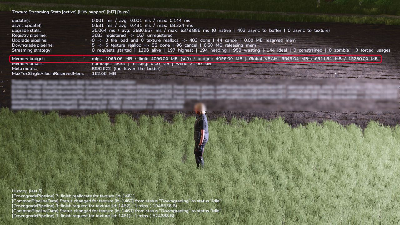 Optimizador de presupuesto de transmisión de texturas