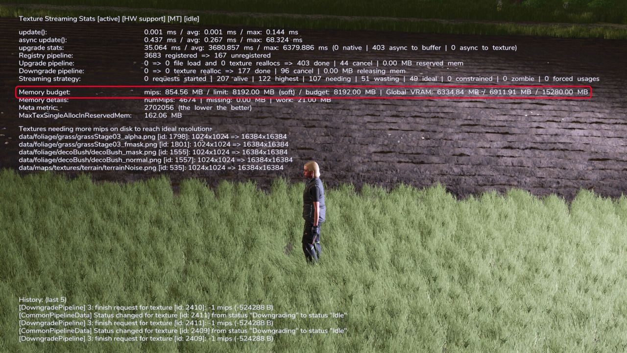Optimizador de presupuesto de transmisión de texturas