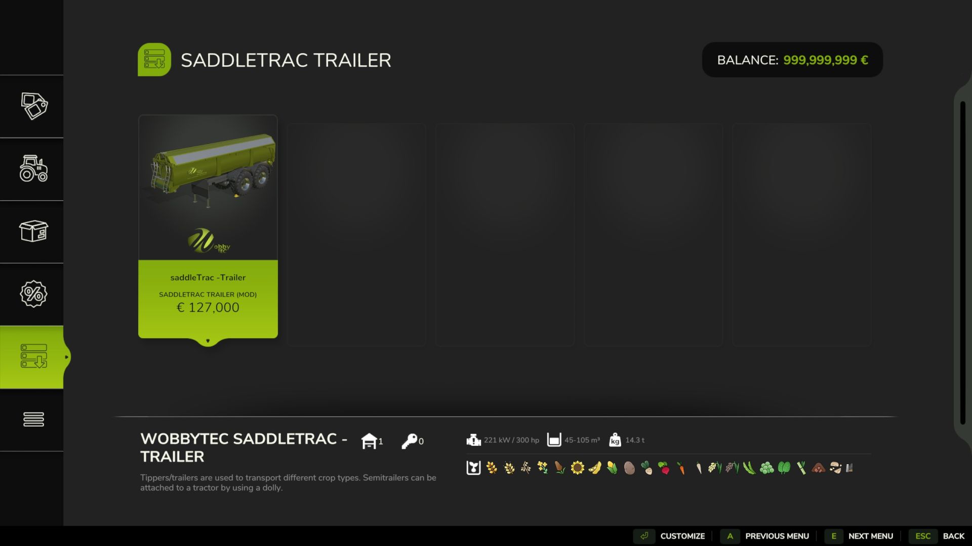 Remorque pour le Xerion 4200 Saddletrac
