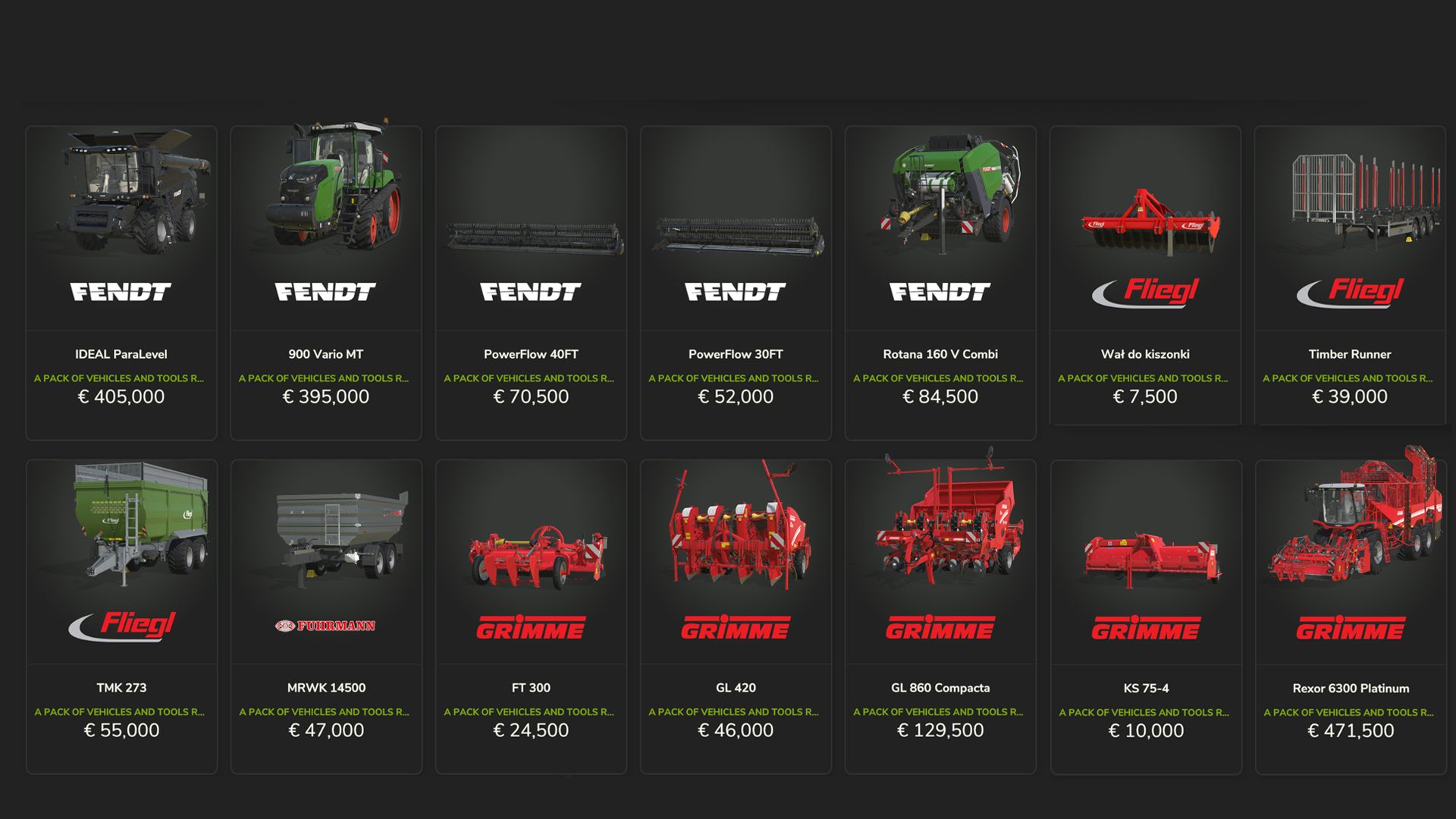 Vehículos y herramientas Pack D-H