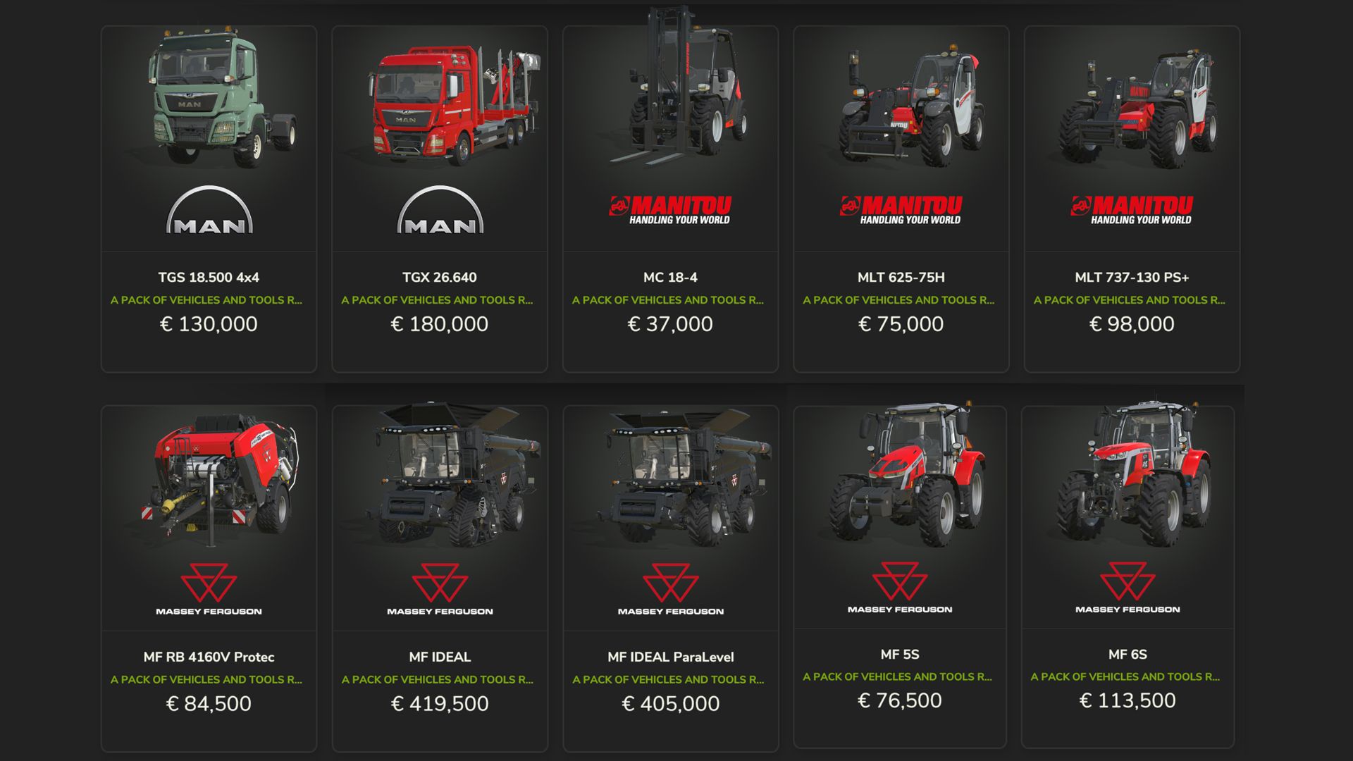 Pack Véhicules et Outils L-M