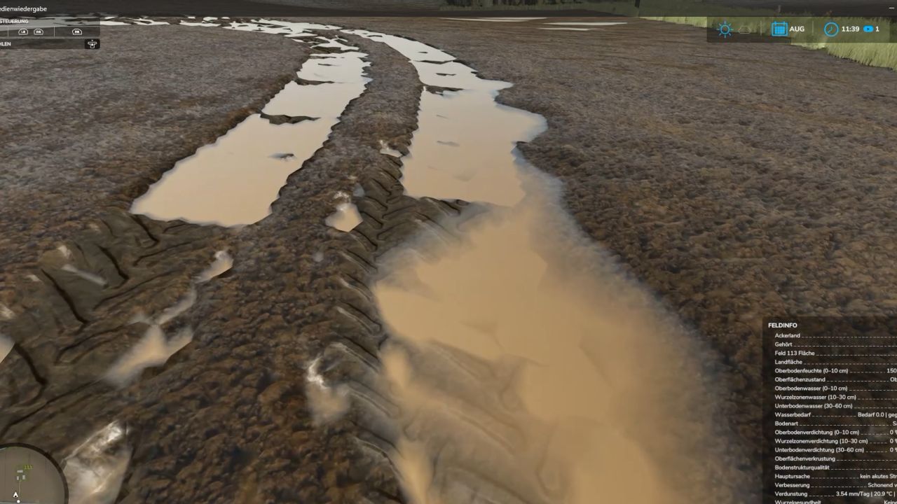 Água em sulcos profundos