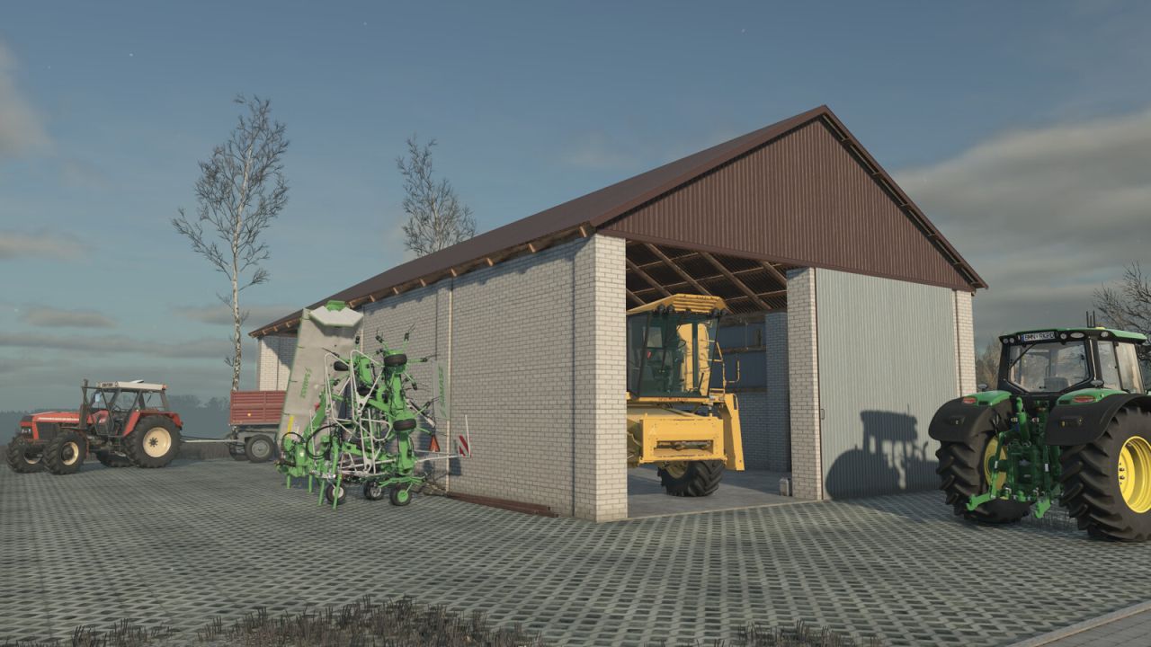 Сарай из белого кирпича