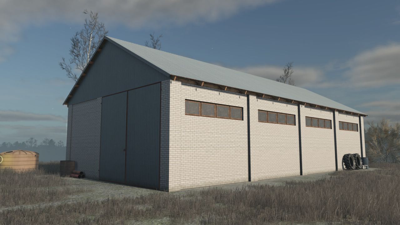 Сарай из белого кирпича