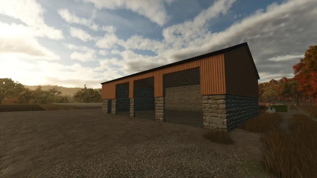 Wood-clad machine shed