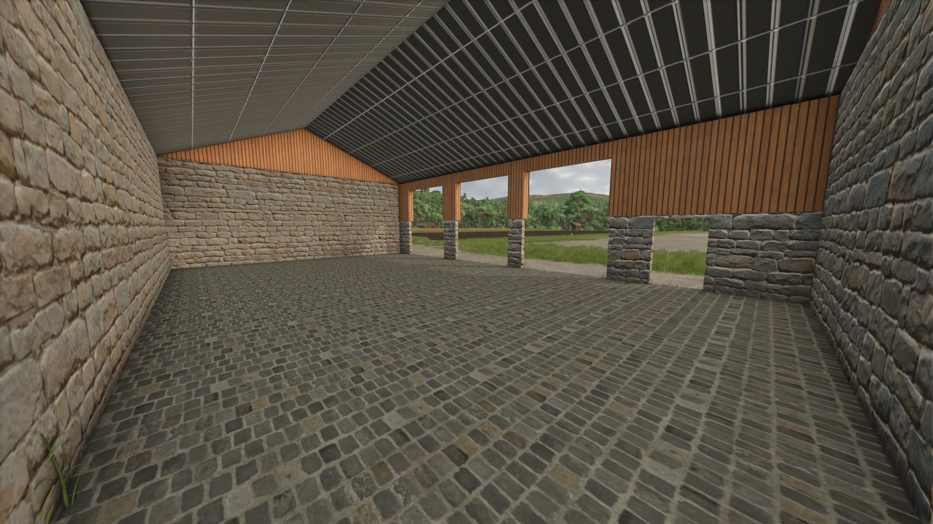 Wood-clad machine shed
