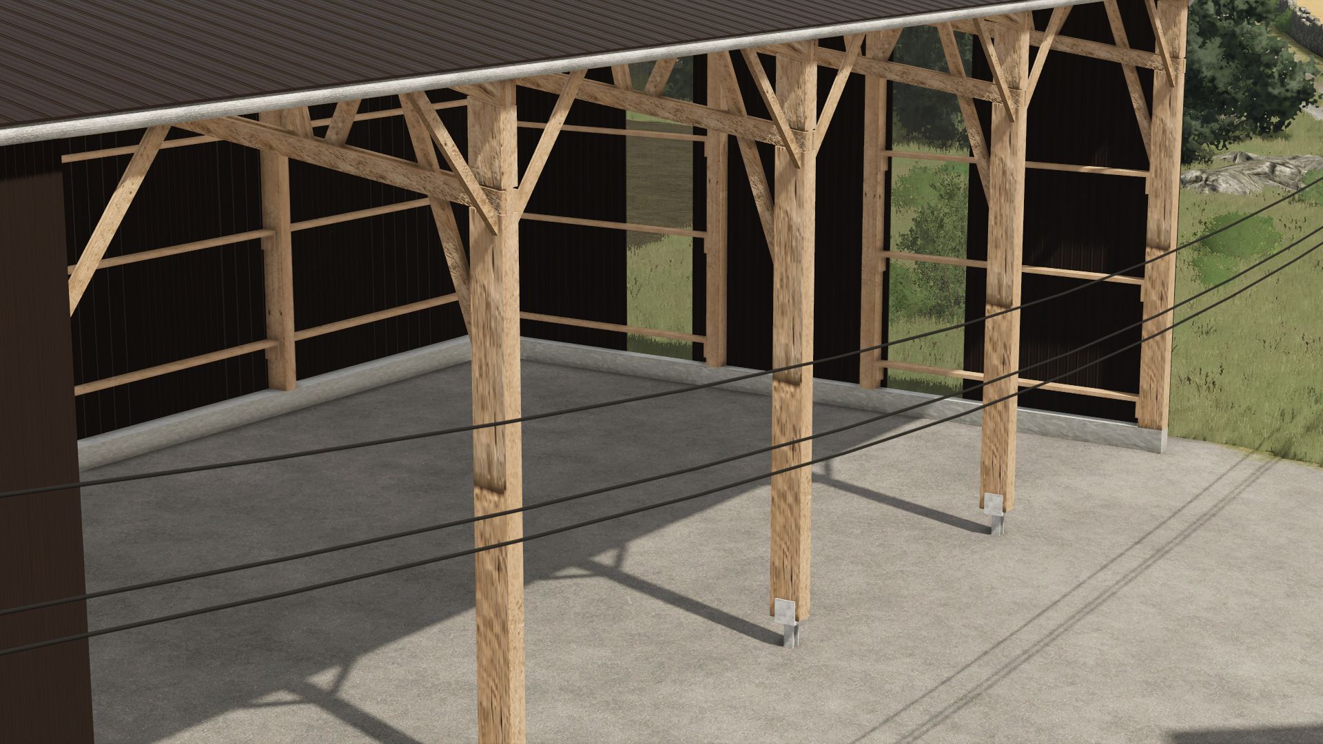 Wooden agricultural garage-workshop