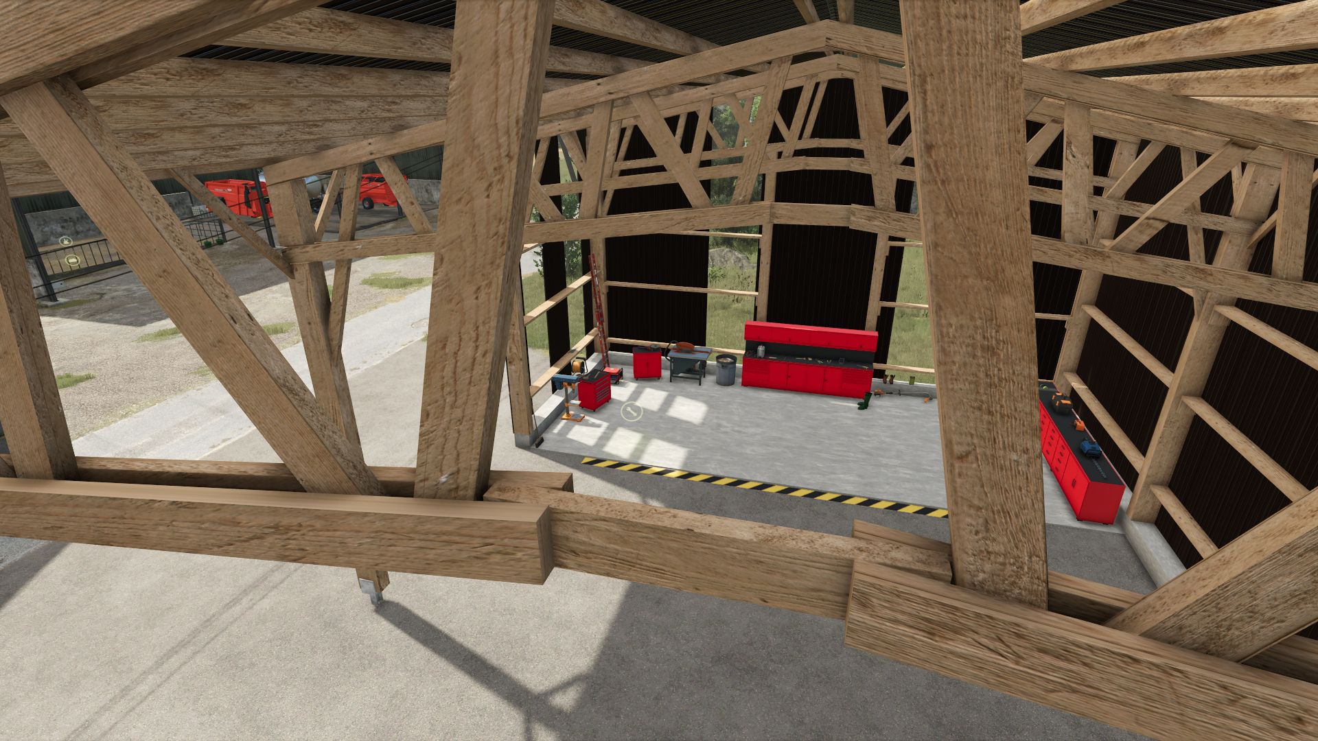 Wooden agricultural garage-workshop