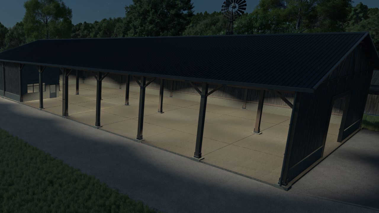 Wooden hangar with workshop