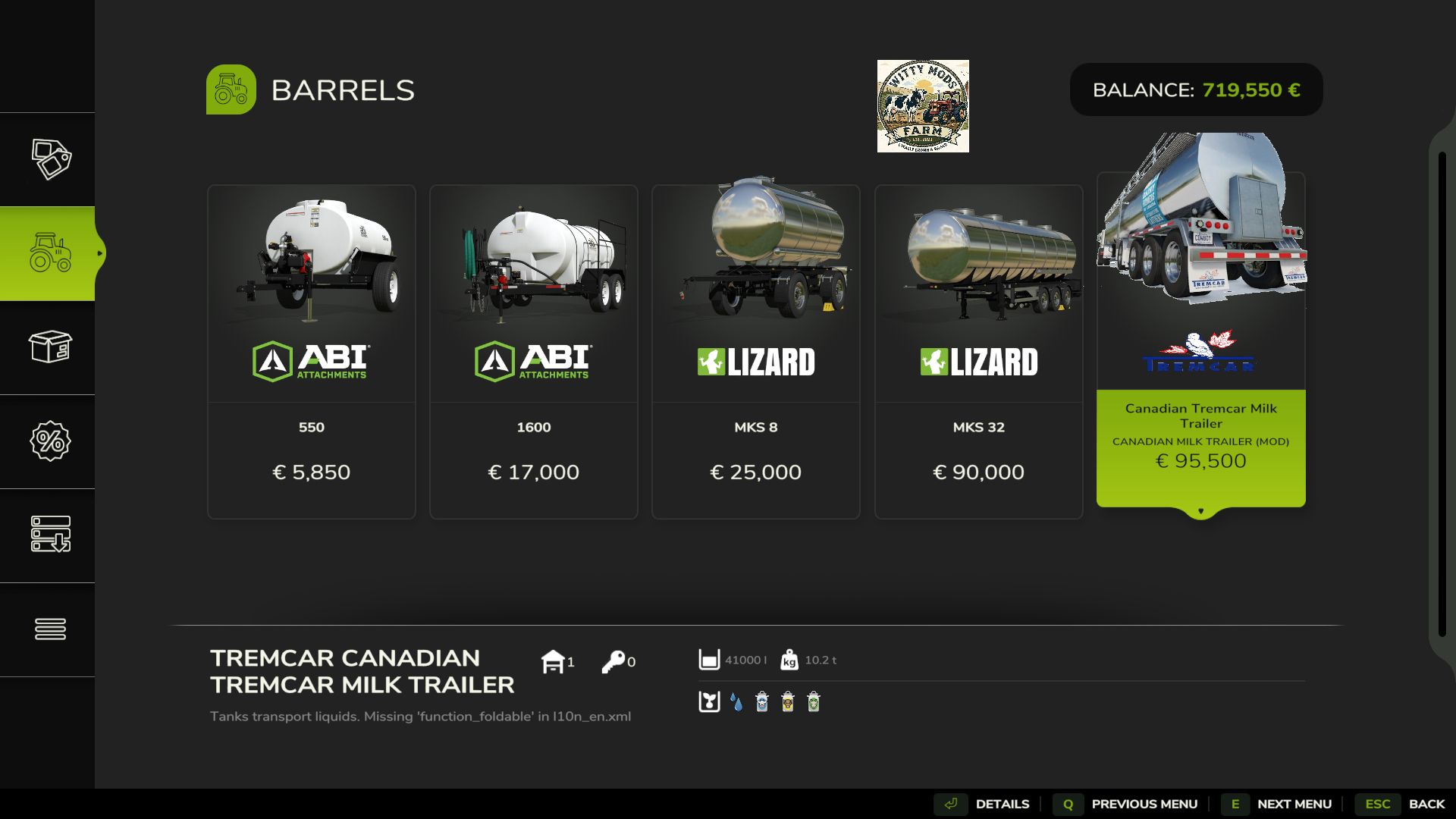 Camion canadese del latte